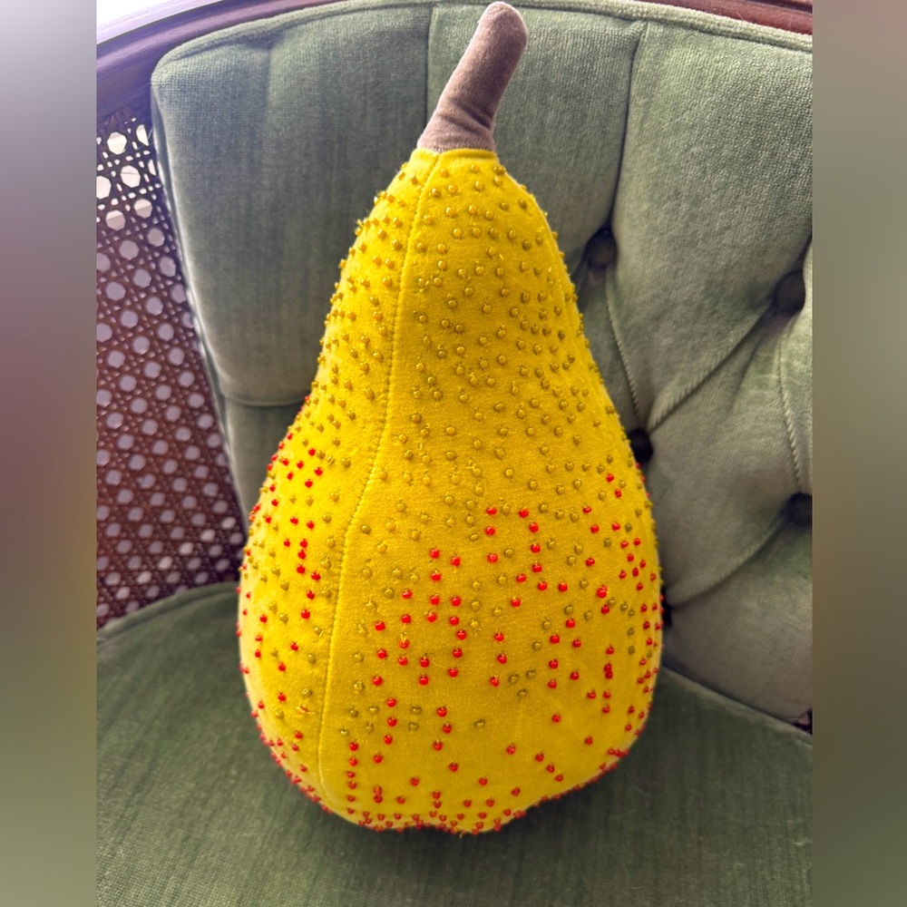 John Derian For Target 2024 14"x8" Beaded Pear Pillow Thanksgiving & Fall Decor